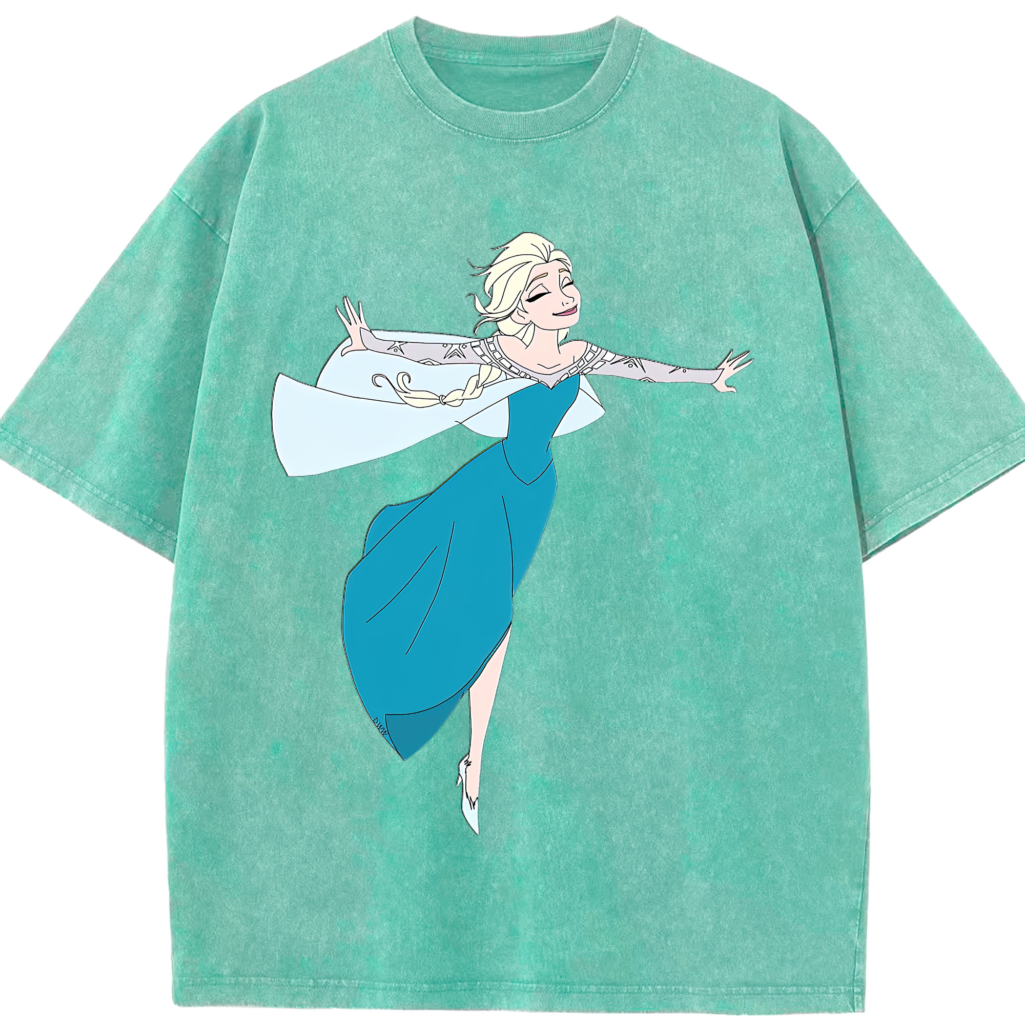 （画像用） アナと雪の女王 アンナ エルサ Frozen Anna Elsa 綿100% ヴィンテージ風 半袖Tシャツ（フロントプリント）